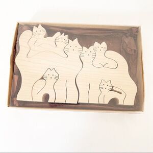 Whimsical Hardwood Cat Puzzle